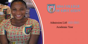 Admission List For 2021/2022 Academic Year